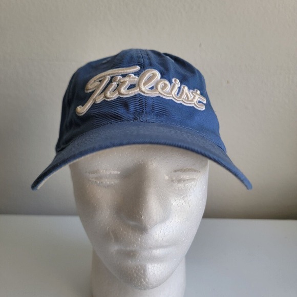 Titleist FootJoy FJ Golf‎ Strapback Hat Cap Logo Blue Tan Adjustable Men - Picture 1 of 10